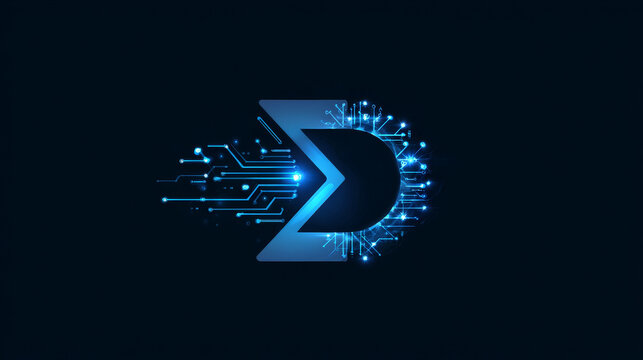 Artificial intelligence with letter D technology Analysis logo vector design concept. AI technology logotype symbol for advance technology, tech company, identity, robotic, innovation, ui, new tech.