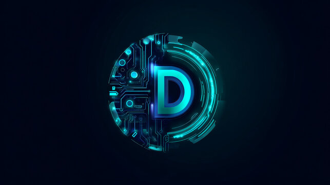 Artificial intelligence with letter D technology Analysis logo vector design concept. AI technology logotype symbol for advance technology, tech company, identity, robotic, innovation, ui, new tech.