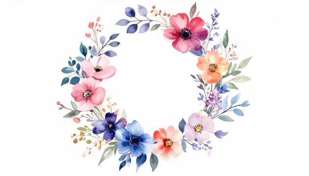 Elegant minimalist wreath design with watercolor flowers perfect for chic branding, invitations, and creative design projects