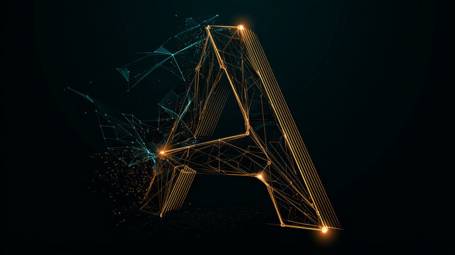 Artificial intelligence with letter A curved Network lines technology Analysis logo vector design concept. AI technology logotype symbol for advance technology, tech company, identity, innovation, ui.