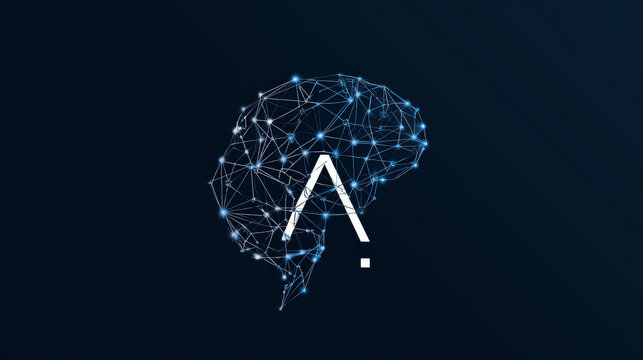 Artificial intelligence with letter A curved Network lines technology Analysis logo vector design concept. AI technology logotype symbol for advance technology, tech company, identity, innovation, ui.