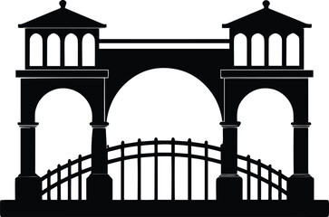 Obraz premium Historic building icon – classical architecture vector silhouette .