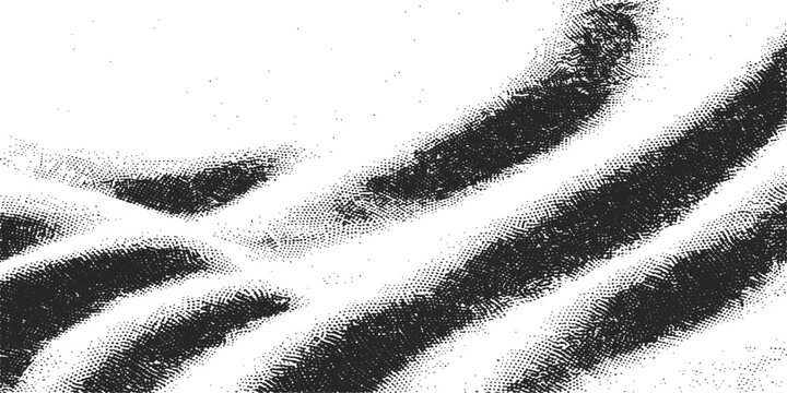 Abstract dynamic black and white textures cascade across the visual plane in a modern graphic style. Suggesting flowing movement and depth, the abstract composition is rich in tonal contrast.