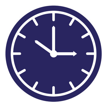 Dark blue clock face with white outline and hands, 3 o'clock position navy blue