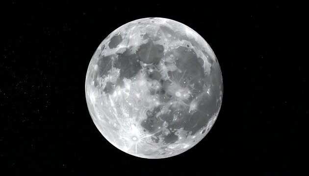 A bright moon with craters on a dark background