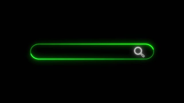Green Neon Search Bar Interface Animation on Black Background 4K