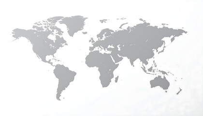 Fototapeta premium World Map Depicting Continents and Oceans on White Background.