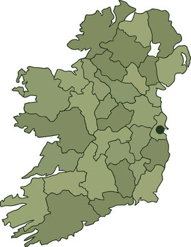 Ireland map highlights internal county boundaries and features a small circular marker indicating a specific regional.