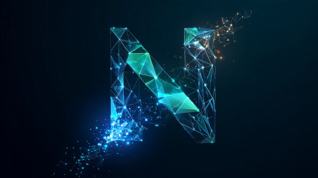 Network Connection with Letter N overlapping triangle movement technology Analysis logo vector design concept. Letter N logotype ideas for cyber security, Big data, ui, website, Advanced Technology.