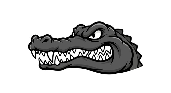 Aggressive Alligator Head Mascot - Fierce Reptile Illustration