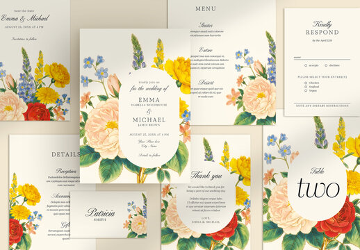 Wedding Suite with a Bouquet Illustration
