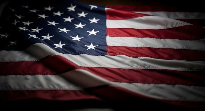 Detailed view of the American flag's texture and fabric, emphasizing national pride and heritage.