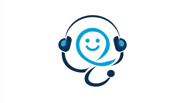 Medical Health with friendly Stethoscope smile shapes Live Chat support Messenger assistant logo vector design concept. Modern Medical logotype for ui, Healthcare, Pharmacy, wellness, Hospital, web.