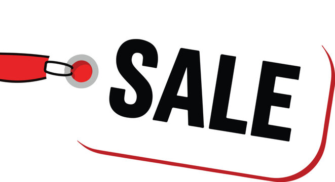 Sale Discount Tag with Red Marker.