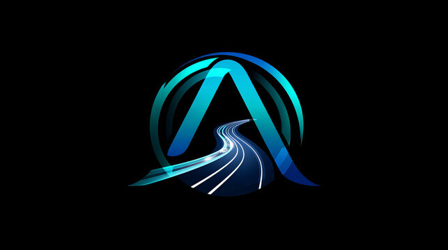 Autonomous Vehicle Intelligence with overlapping Curved Road in letter A technology logo vector design concept. Autonomous Technology logo for ui, identity, advance technology, automobile industry.