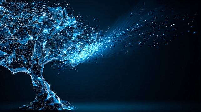 Digital Tree Network Concept with Futuristic Data network connecting and High Speed big Data transferring vector illustration design concept, Representing AI, AGI, deep learning, advanced technology.