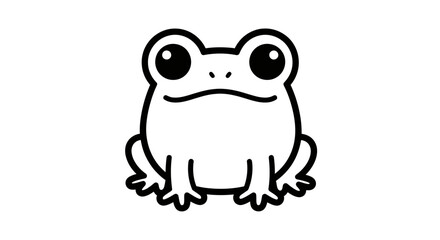 Naklejka premium Cute Minimalist Frog Line Art Illustration, Cartoon Toad Vector Icon for Logo or Kids Coloring Page