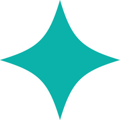 Naklejka premium Turquoise four point abstract star icon. Modern colorful geometric shapes vector collection