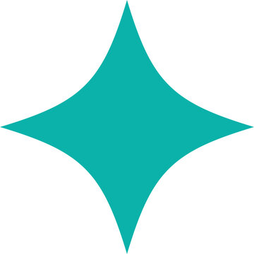 Turquoise four point abstract star icon. Modern colorful geometric shapes vector collection