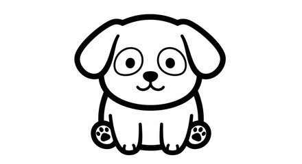 Fototapeta premium Cute Cartoon Puppy Dog Vector Line Art Illustration for Coloring Book