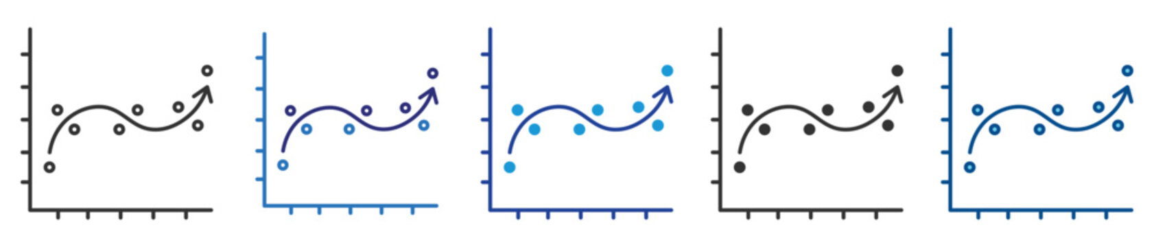 Scatter plot icon set multiple style collection