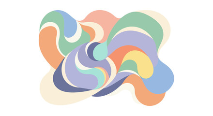 Fototapeta premium Abstract Retro Wavy Shapes Vector Illustration with Pastel Organic Flowing Lines and Psychedelic Aesthetic for Background Design