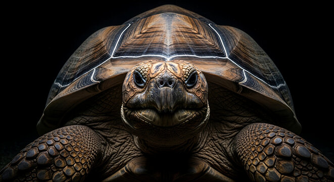 Close-up portrait of a tortoise face with tortoise wildlife close-up portrait