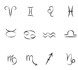 Obraz premium Astrological signs of the zodiac. Vector illustration. Image isolated on a white background. Theme: astrology and esotericism, mysticism and fortune telling. Not AI
