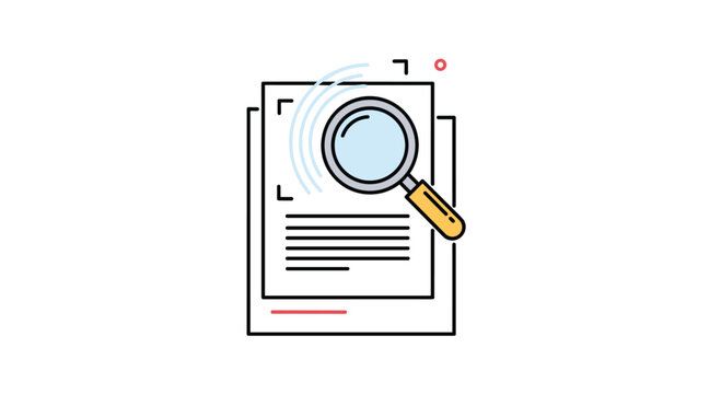 Magnifying glass rests on a document for detailed inspection and research in a professional office setting concept.
