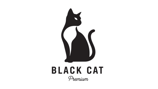 Cat logo featuring a black cat silhouette for premium branding and pet identity on a clean white background