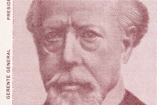 Julio Argentino Roca a closeup portrait from old Argentine money