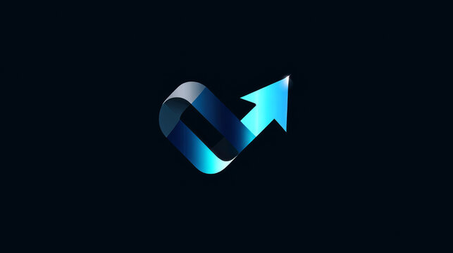 Modern grow Business with curved growth arrow triangle shape logo vector design concept. Growth logo symbol for digital finance, ui, technology, investment, business, financial tech, digital finance.