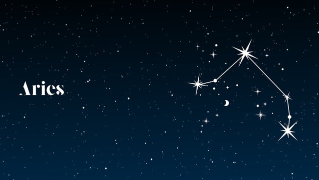 Blue White Minimalist Aries Zodiac Sign Desktop Wallpaper