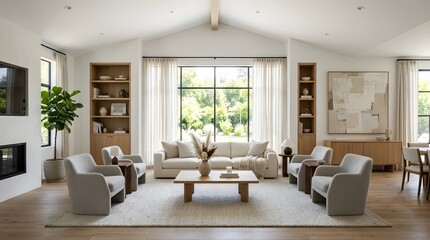 Fototapeta premium Modern living room with elegant furniture and natural light