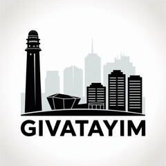 Givatayim Skyline Silhouette — A Dense Urban City Near Tel Aviv Vector Illustration © Greener