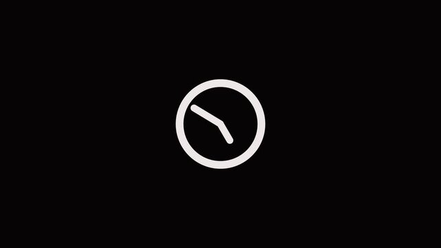 Clock icon 4k animation. Alpha channel.
