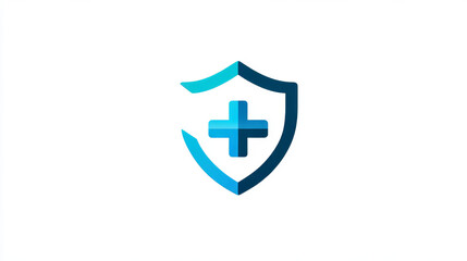 Fototapeta premium Medicare and Medical Health protection with overlapping Medical Cross pulse in shield symbol logo vector design concept. Modern Medical logotype for ui, Healthcare, Pharmacy, Hospital, medical tech.
