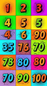 Colorful Numbers in Pop Art Style.
