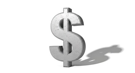 Obraz premium Metallic dollar sign isolated on white background with shadow