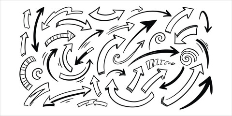 Fototapeta premium Title chaotic black and white arrow pattern a dynamic visual representation description a dense chaotic arrangement of black arrows in various sizes