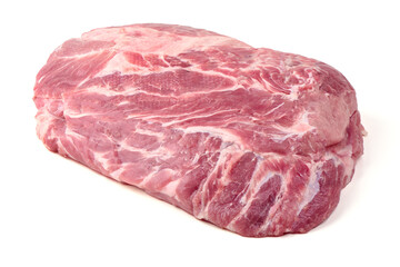 Fresh Raw Pork Neck, isolated on white background