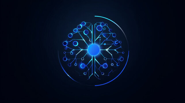 Artificial intelligence with curved circle movement Network lines technology Analysis logo vector design concept. AI technology logotype symbol for advance technology, tech company, identity, ui, web.