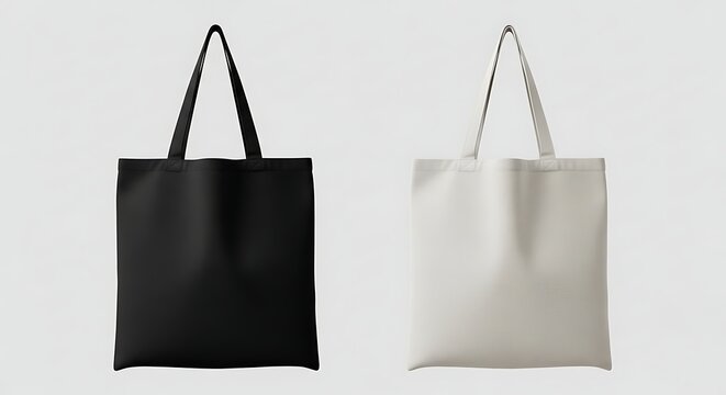Canvas bag. mockup of fabric tote. Cloth totebag with handle. template of black and white cotton eco bag. Reusable tote for shopping. Blank mock for shopper. Ecobag for grocery