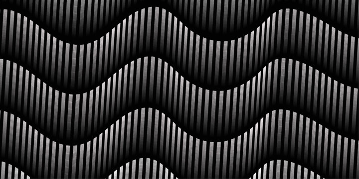 Black and white abstract geometric wave pattern with flowing curves and seamless modern design background