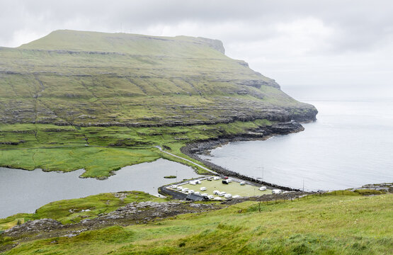A campground on a former soccer field, Faroe Islands