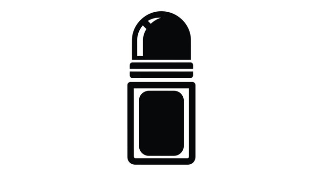 Simple black silhouette of a deodorant roll on applicator silhouette