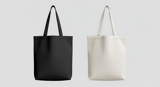 Canvas bag. mockup of fabric tote. Cloth totebag with handle. template of black and white cotton eco bag. Reusable tote for shopping. Blank mock for shopper. Ecobag for grocery