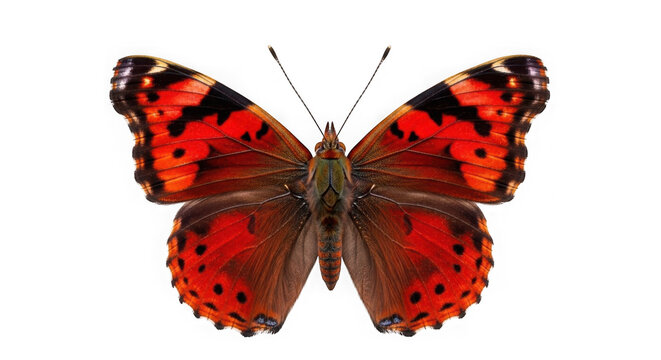 Red and black butterfly, wildlife as clean cutout