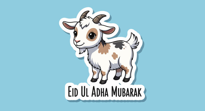 Smiling Baby Goat Vector Illustration for Festive Spiritual Celebration Sticker Graphic