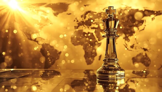 double exposure image featuring a golden world map background with radiant sunburst rays.